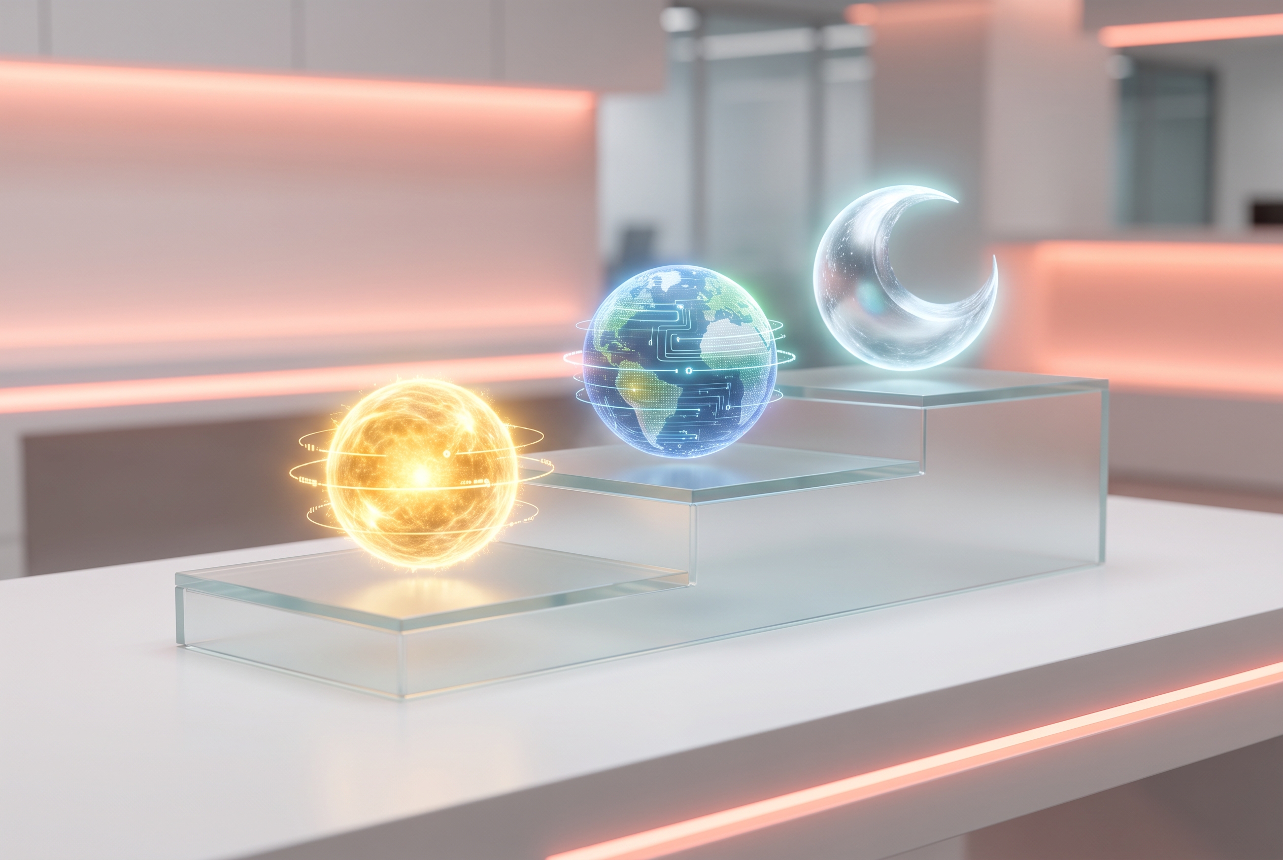 GPT-5.6 Sol, Terra, and Luna AI model tiers visualized as glowing orbs